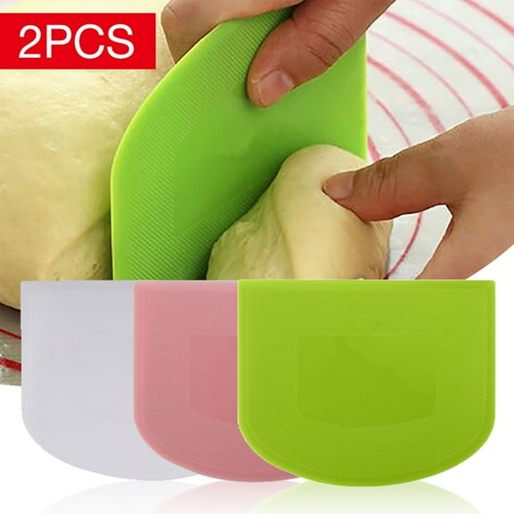 2-Piece Flexible Bowl Spatula & Scraper, Plastic Cutter for Dough, Cake, and Icing