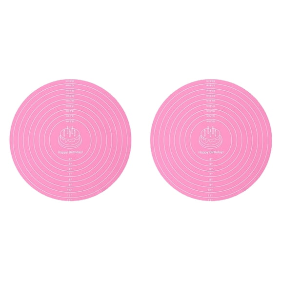 2 Piece Flexible Round Silicone Baking Mat Nonslip Dough Rolling Cake Pad For Cooking Kneading And Food Preparation