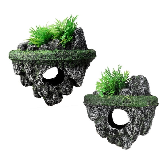 2 Piece Floating Rock Pair for Fish Tanks 3D Layering and Habitat Environment