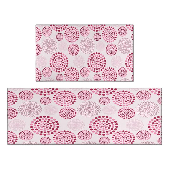 2 Piece Floral Spring Flowers Dalia Rug Kitchen Rug Set, Decor Kitchen Rugs, Absorbent Non-Slip Washable Floor Mats, Home Indoor Runner Rugs 17"x47"+17"x30"