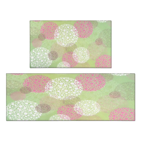 2 Piece Floral Spring Flowers Dalia Rug Kitchen Rug Set, Decor Kitchen Rugs, Absorbent Non-Slip Washable Floor Mats, Home Indoor Runner Rugs 17"x47"+17"x30"