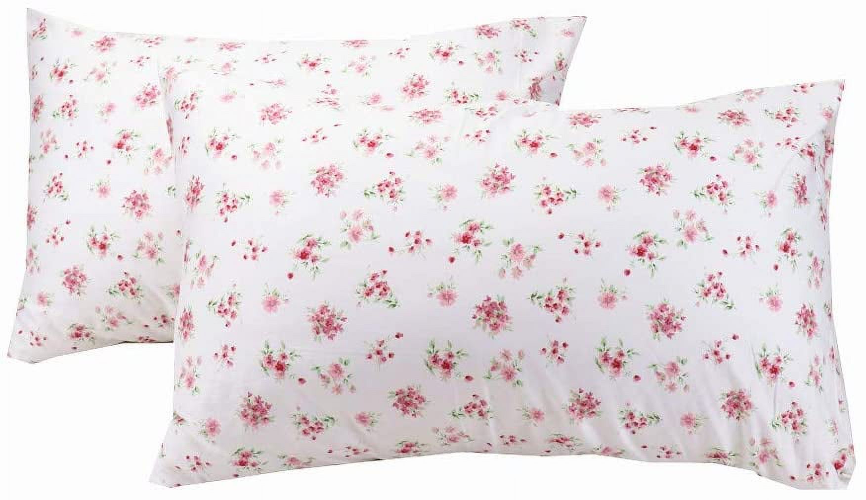 2Piece Floral White Pillowcase Set 600 Thread Count 100 Cotton