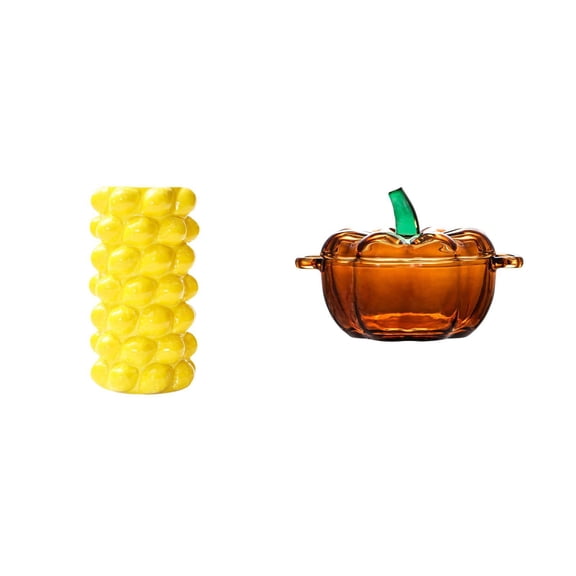 2 Piece Flower Vase Candy Dish Decorative Table Ornament Porcelain Glass Multifunction for Home Office Party