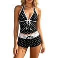thumbnail image 1 of 2 Piece Flower Y2k Tankini Women Summer Vintage Set Beach Swimsuit 2000s Bikini Vacation Going Out Outfits Black M, 1 of 3