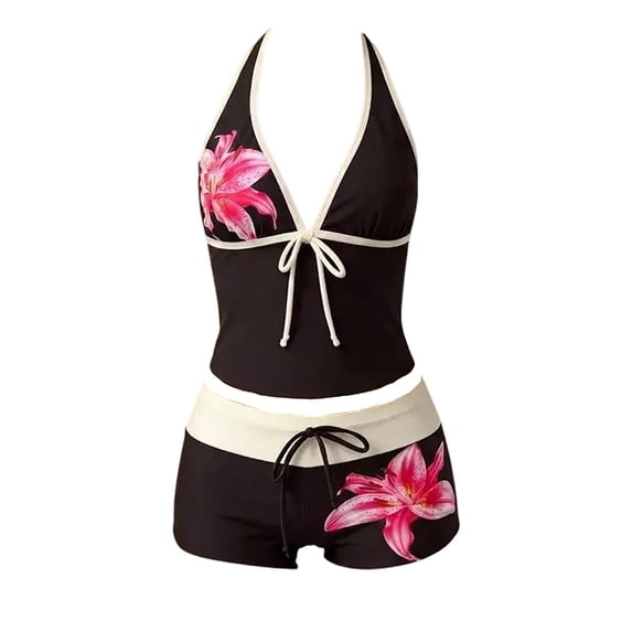 2 Piece Flower Y2k Tankini Women Summer Vintage Set Sexy Beach Swimsuit 2000s Bikini Vacation Going Out Outfits,OTHER,S