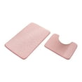 thumbnail image 1 of 2 Piece Foam Bathroom Rug Set, Absorbent Microfiber Bath Mat and U Shape Toilet Mat with Non Slip Backing, Pink, 1 of 3