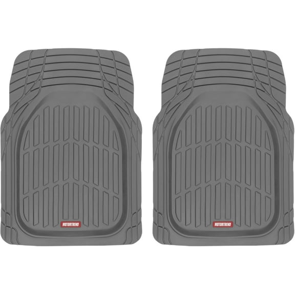 2 Piece Front Car Floor Mats- Gray FlexTough Contour Liners-Deep Dish Heavy Duty Rubber Floor Mats for Car SUV Truck & Van-All Weather Protection, Universal Trim to Fit