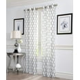 thumbnail image 1 of 2 Piece GEO Flocked Sheer Grommet Window Curtain Panels 38" X 84" Total 76" X 84" Grey, 1 of 6