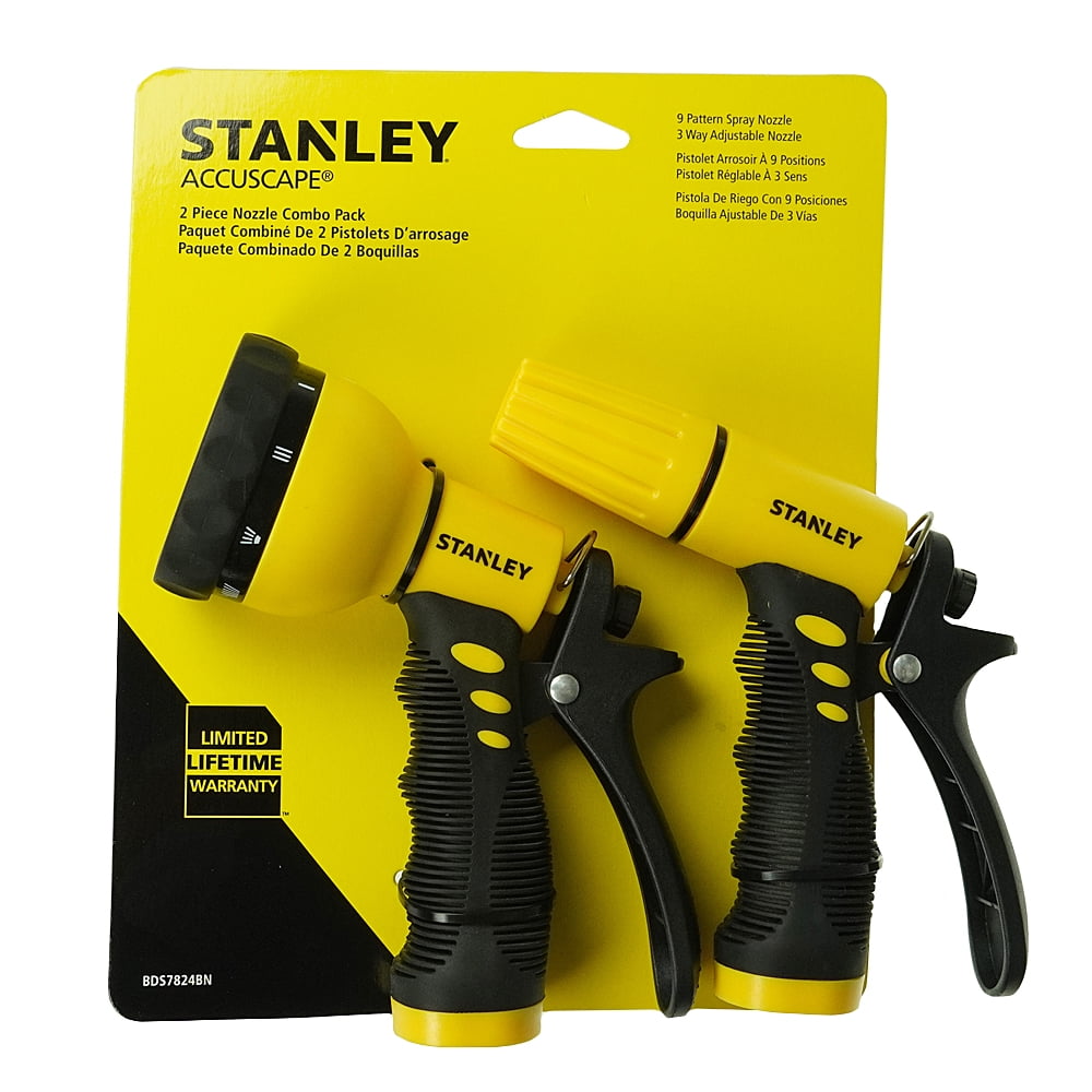 2 Piece Garden Hose Nozzle Set Combo Pack Gardening Tools Stanley