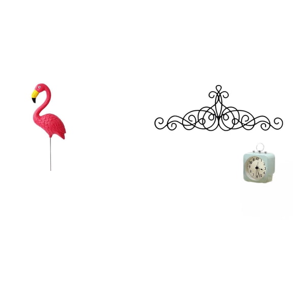 2 Piece Garden Stake Statue Flamingo Lawn Ornament Metal Material for Outdoor Patio Yard Living Room Decor