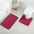 thumbnail image 1 of 2 Piece Geometric Design Solid Color Memory Foam Rug Set Non-Slip PVC Backing, 1 of 7