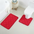 thumbnail image 1 of 2 Piece Geometric Design Solid Color Memory Foam Rug Set Non-Slip PVC Backing, 1 of 7
