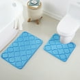 thumbnail image 1 of 2 Piece Geometric Design Solid Color Memory Foam Rug Set Non-Slip PVC Backing, 1 of 7