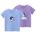thumbnail image 1 of 2-Piece Girls Cute T-Shirt Kids Summer Short Sleeve Tops Casual Cotton Trendy Crew Neck Graphic Tees Loose Blouses, Purple/Blue, 3 Years, 1 of 2