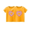 thumbnail image 1 of 2-Piece Girls Cute T-Shirt Kids Summer Short Sleeve Tops Heart Casual Cotton Trendy Crew Neck Graphic Tees Kids Gift, Yellow, 8 Years, 1 of 3