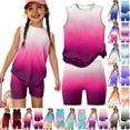 thumbnail image 1 of 2 Piece Girls Summer Outfits Casual Lounge Set Shirts and Elastic Waist Shorts with Pockets Clothing Sets, 1 of 7