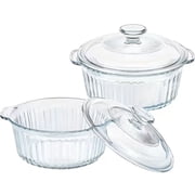 2-Piece Glass Casserole Baking Dish, Set of 2 Casseroles With Glass Lids, 1.6 Qt and 2.4 Qt.