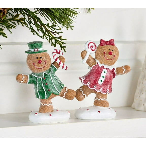 2-Piece Glistening Gingerbread Figures by Valerie in Classic