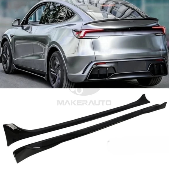 Pair Gloss Black Side Skirt Extension Rocker Panels for 2025+ Tesla Model Y
