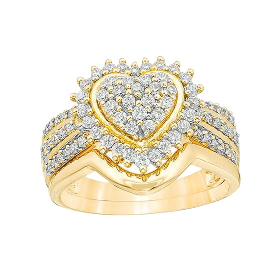 2-Piece Gold Plated Ring Set for Women - Stackable Wedding Band & Anniversary Jewelry, Size 6 Valentine's Day Gift Set in Gift Box