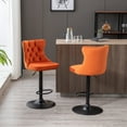 thumbnail image 1 of 2-Piece Golden Swivel Bar Stools Set, Modern Velvet Upholstered Adjustable Height (25-33") Stools with Tufted Backs for Kitchen Island, Home Bar and Breakfast Counter, Orange, 1 of 8