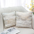 thumbnail image 1 of 2-Piece Golden Throw Pillow Covers for Couch Sofa Living Room, GREAGLE Soft Velvet Decorative Pillow Cases, Square Cushion Covers with Hidden Zippers , White/Golden 18 x 18 inch / 45 x 45 cm, 1 of 6