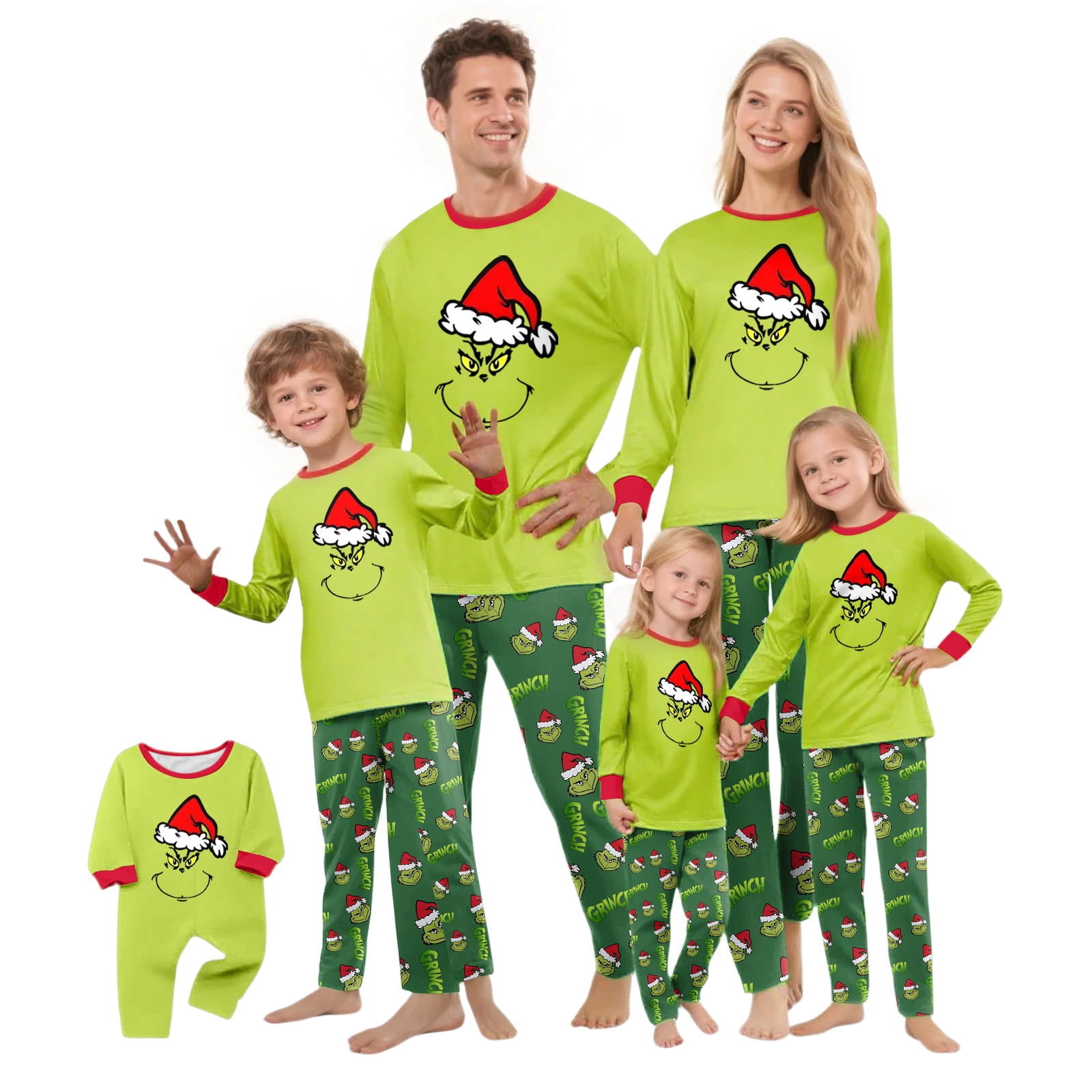 2 Piece Grinnch Christmas Family Matching Pajamas Sets for The Whole ...