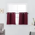thumbnail image 1 of 2 Piece Grommet Top 100% Blackout Window Treatment Curtain Tiers Set, 27"W x 24"L - Burgundy, 1 of 3