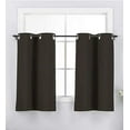thumbnail image 1 of 2 Piece Grommet Top 100% Blackout Window Treatment Curtain Tiers Set, 27"W x 36"L - Brown, 1 of 3