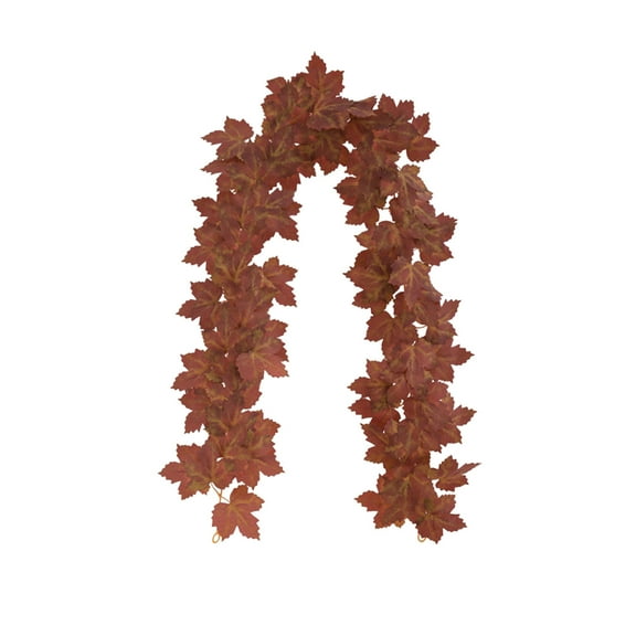 2-Piece Halloween Artificial Maple Leaf Garland Set - 68.89" Orange Pumpkin & Fall Leaves Rattan for Indoor Holiday Decorations, Party & Fireplace Decor
