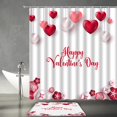 thumbnail image 1 of 2 Piece Happy Valentine''s Day Shower Curtain Sets with Bath Mat,Love Pink Red Romantic Flowers Hearts Bathroom Decor Polyester Curtain with Hook, 1 of 1