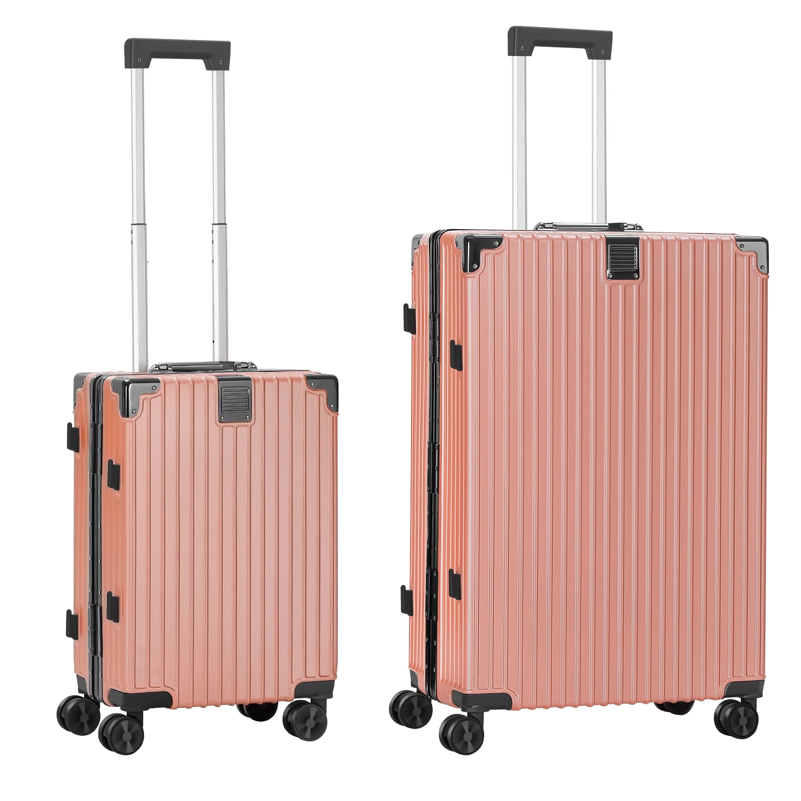 2-Piece Hardshell Luggage Set, 20& 28" Aluminum Frame Hardshell Spinner Luggage, Airline Approved Carry-On Luggage, TSA Lock, 360° Quiet Wheels, Large Suitcase for Travel