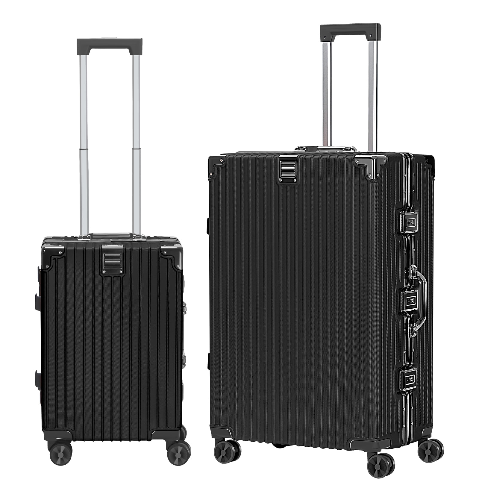 2-Piece Hardshell Luggage Set, 20& 28" Aluminum Frame Hardshell Spinner Luggage, Airline Approved Carry-On Luggage, TSA Lock, 360° Quiet Wheels, Large Suitcase for Travel