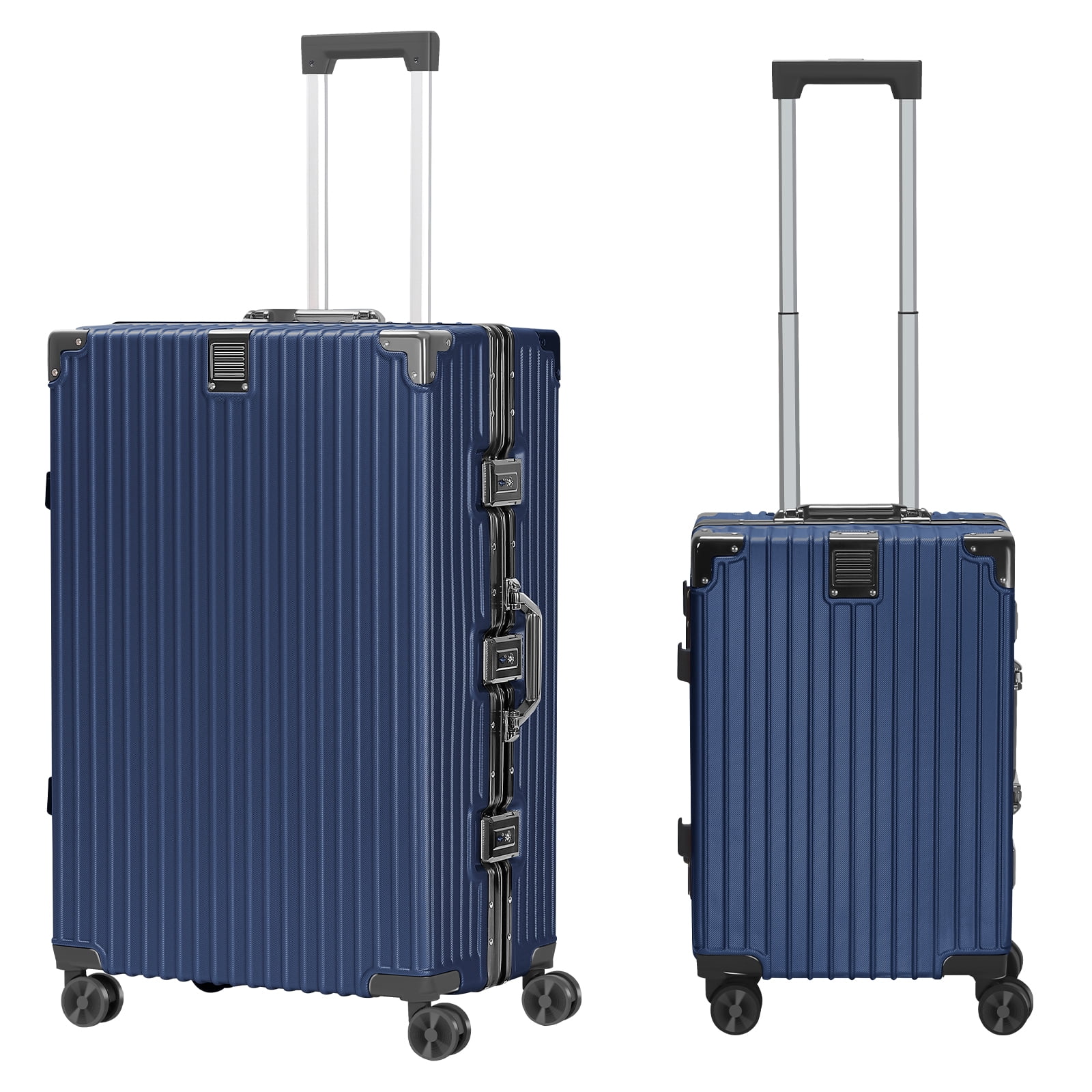 2-Piece Hardshell Luggage Set, 20& 28" Aluminum Frame Hardshell Spinner Luggage, Airline Approved Carry-On Luggage, TSA Lock, 360° Quiet Wheels, Large Suitcase for Travel