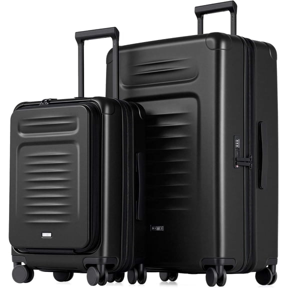 2-Piece Hardside Luggage Set with TSA Locks, 20-inch Carry-On and 29-inch Checked Suitcase, Expandable, Spinner Wheels, Black