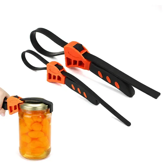 Clearoowls 2-Piece Rubber Strap Wrench Set, 6 inch & 8 inch Adjustable Heavy Duty Multi Purpose Tool for Oil Filter, Pipe, Jar Lid, Shower Head Disassembly