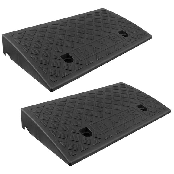 Amosfun Hard Plastic Threshold Ramp Durable Non-Slip for Cars Black 2Pcs