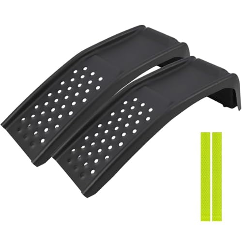 2 Piece Heavy Duty Vehicle Service Ramp, Anti Slip Steel Ramp for Automobile Maintenance, Bearing 8000LBS, Black