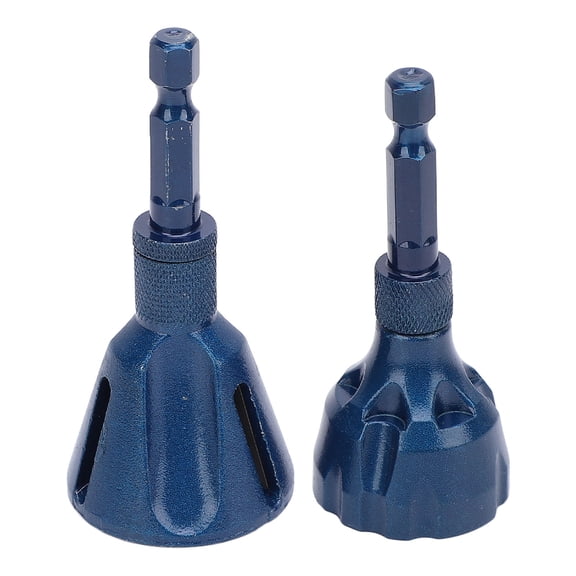 2-Piece Hex Shank Chamfer Tool & Thread Burr Remover Set, Plated Blue Tungsten Steel Deburring Drill Bit, 1/8 to 4/5 inches (3-20 mm) and 1/5 to 1 inches (5-25 mm)