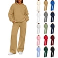 thumbnail image 1 of 2 Piece Hooded Sweatshirt for Women Loose-fitting Sports Hooded Sweatshirt With Pockets And Wide-leg Pants Set for Daily Wear, 1 of 8