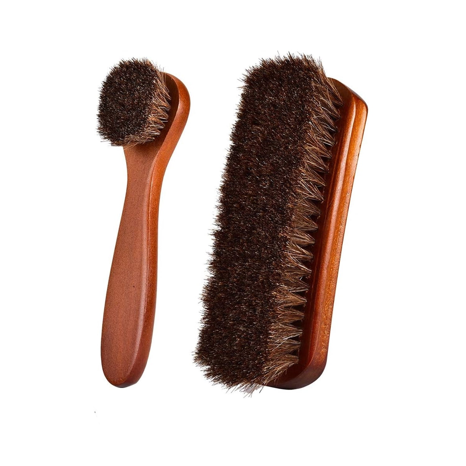 2Piece Horsehair Shoe Brush Shine Kit, Shoe Polish Kit, Leather Shoes
