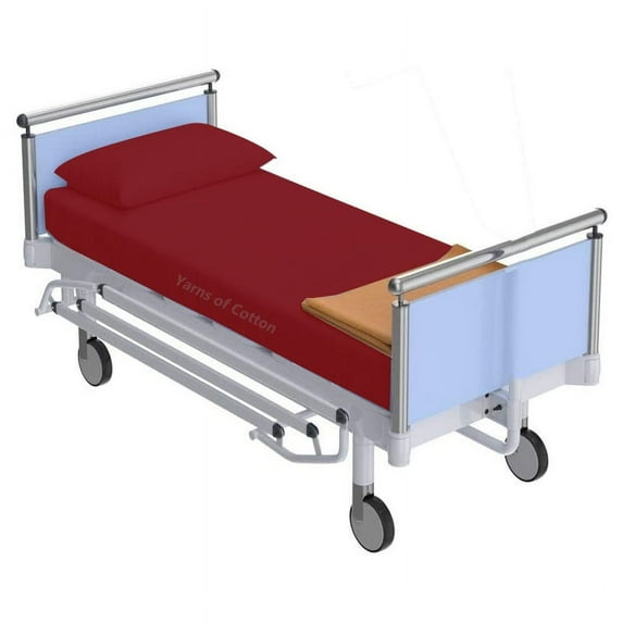 2 Piece Hospital Bed Fitted Sheet Sheets for Hospital Bed Cotton - Pack of 2 Fitted Sheets- Egyptian Cotton 400 TC - Hospital Bed Sheets (Burgundy, 36" x 84"x 4")