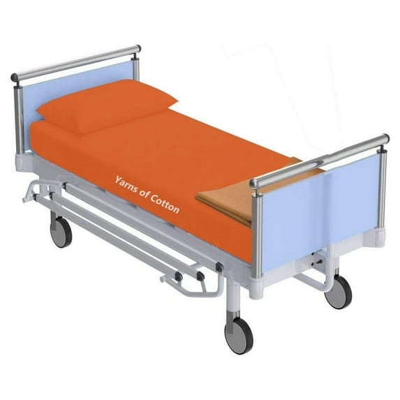 2 Piece Hospital Bed Fitted Sheet Sheets for Hospital Bed Cotton - Pack of 2 Fitted Sheets- Egyptian Cotton 400 TC - Hospital Bed Sheets (Orange, 36" x 84"x 4")