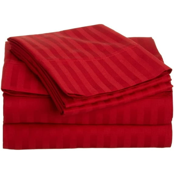 2 Piece Hospital Bed Fitted Sheet Twin Sheets for Hospital Bed - Pack of 2 Fitted Sheets- Egyptian Cotton 400 TC - Hospital Bed Sheets (Blood Red Stripe, Twin 39" x 75"x 4")