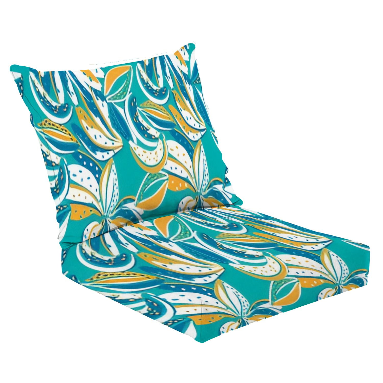 2 Piece Indoor/Outdoor Cushion Set Tropical pattern made bananas cocoa