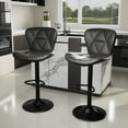 thumbnail image 1 of 2-Piece Industrial Swivel Bar Stools Set - Steel Frame, Faux Leather Upholstered Back & Seat with Footrests - Retro Modern Design, 300lbs Capacity, Non-Slip Base for Kitchen, Home Bar, Pub, 1 of 6