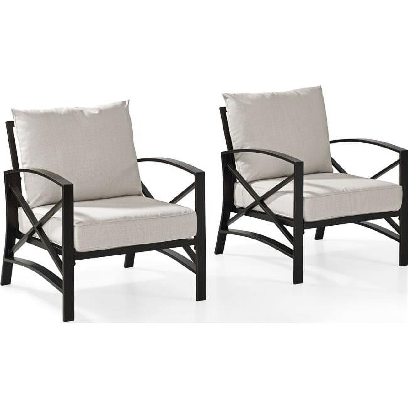 Kaplan Outdoor Steel Chairs with Oatmeal Cushions, 2-Piece Set