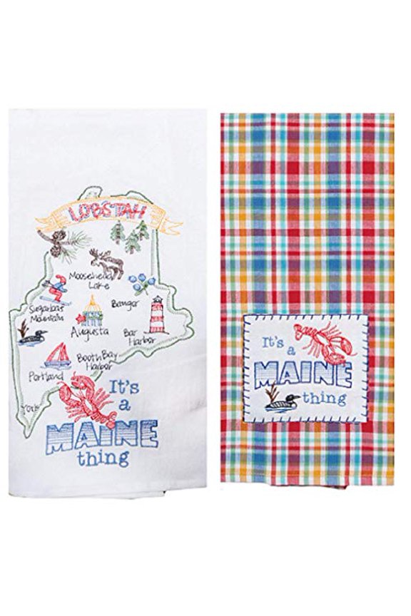 2 Piece Kay Dee Designs Home State of Maine Embroidered Kitchen Towel Bundle