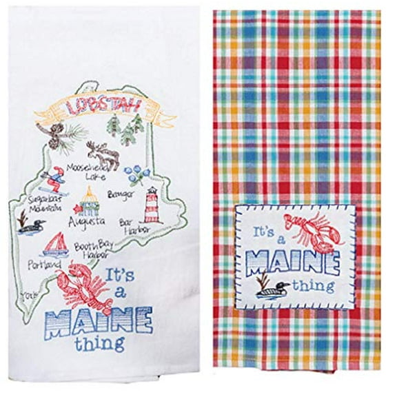 2 Piece Kay Dee Designs Home State of Maine Embroidered Kitchen Towel Bundle