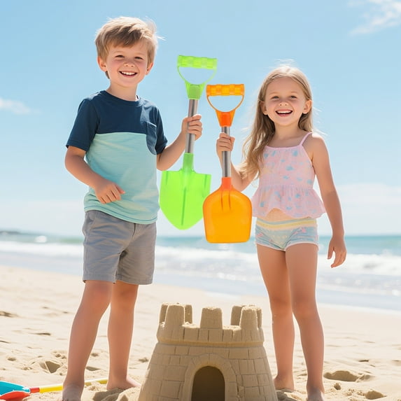 2-Piece Kids Sand Shovels Set for Beach Play – Lightweight Portable Digging Tools with Ergonomic Handles, Rounded Edges & Vibrant Colors – Ideal for Toddlers Ages 3-8 at Sandbox